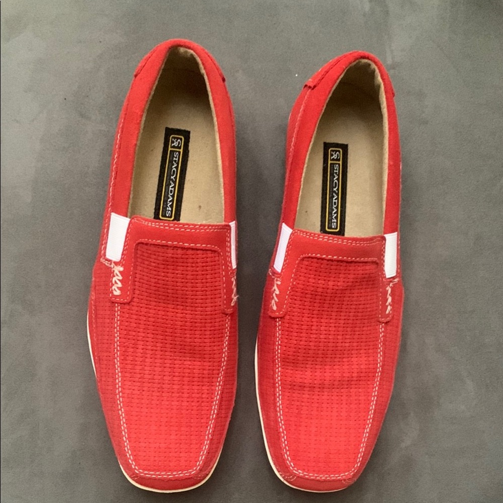 Stacy Adams Red and White Loafers Sleek Slip-Ons
